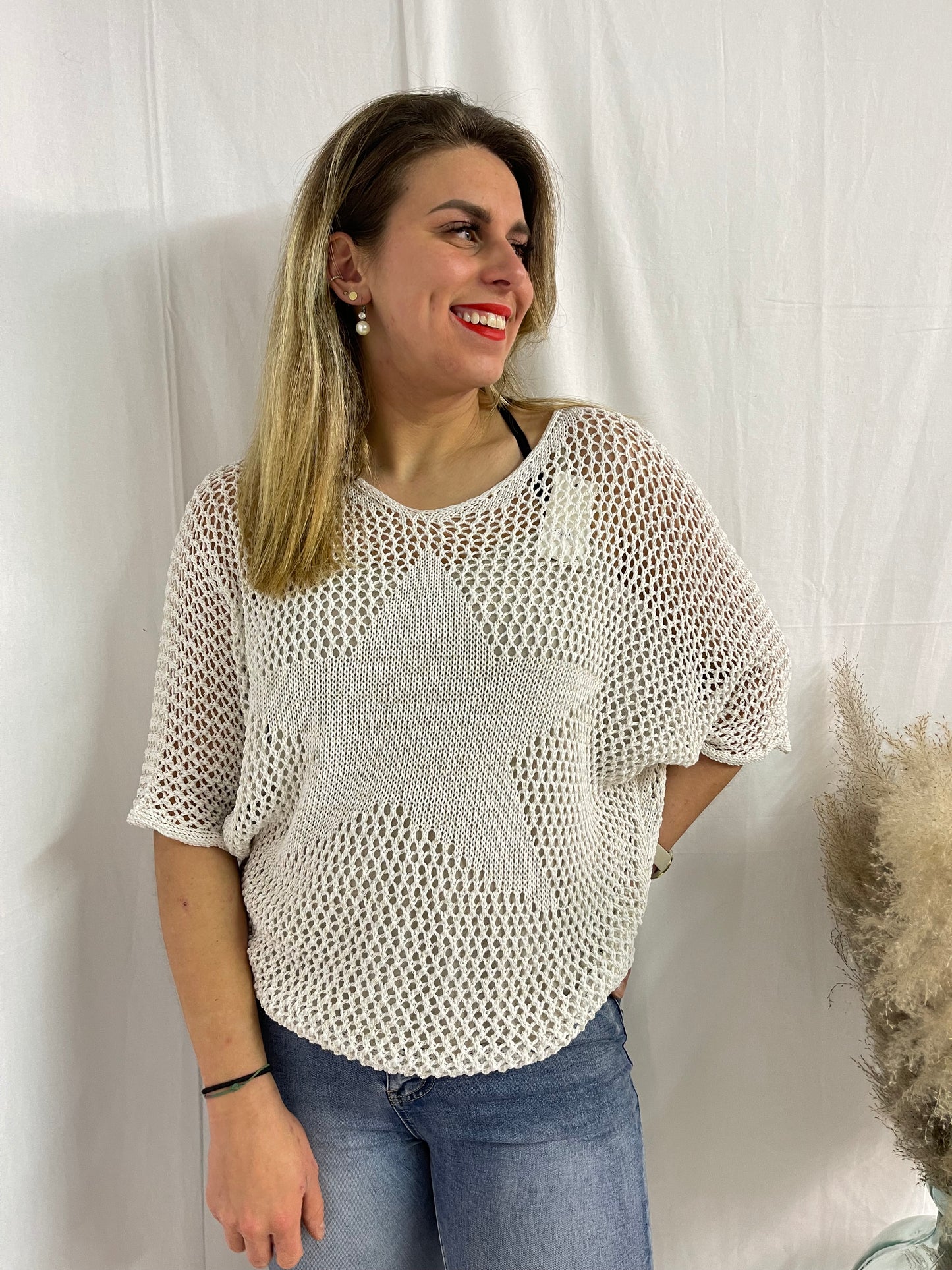 HAUT CROCHET ÉTOILE BLANC