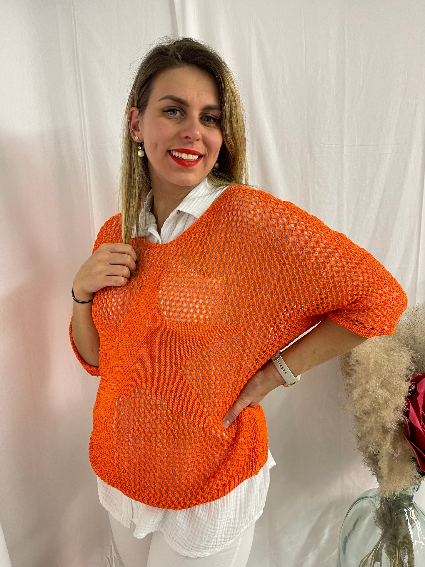 HAUT CROCHET ÉTOILE ORANGE