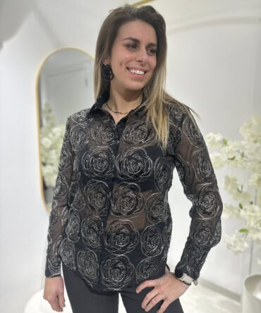 CHEMISIER SEQUINS NOIR/DORÉ