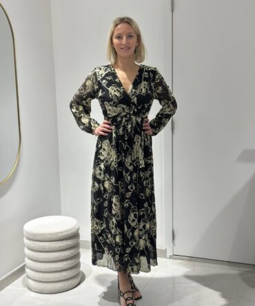 ROBE AVA NOIR/DORÉ VERSION LONG