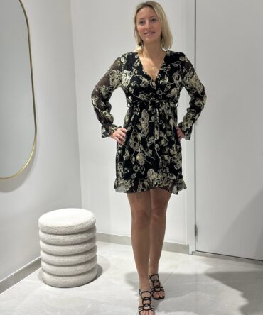 ROBE AVA NOIR/DORÉ VERSION COURT