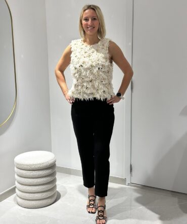 HAUT PLUMES/SEQUINS BEIGE