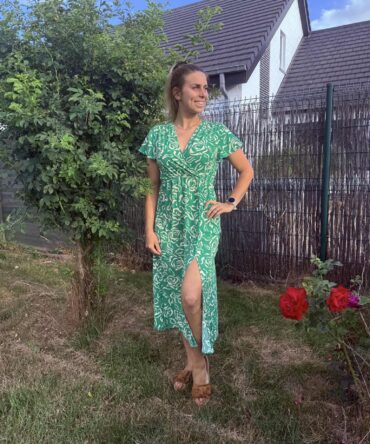 ROBE YOUMI VERT / BEIGE